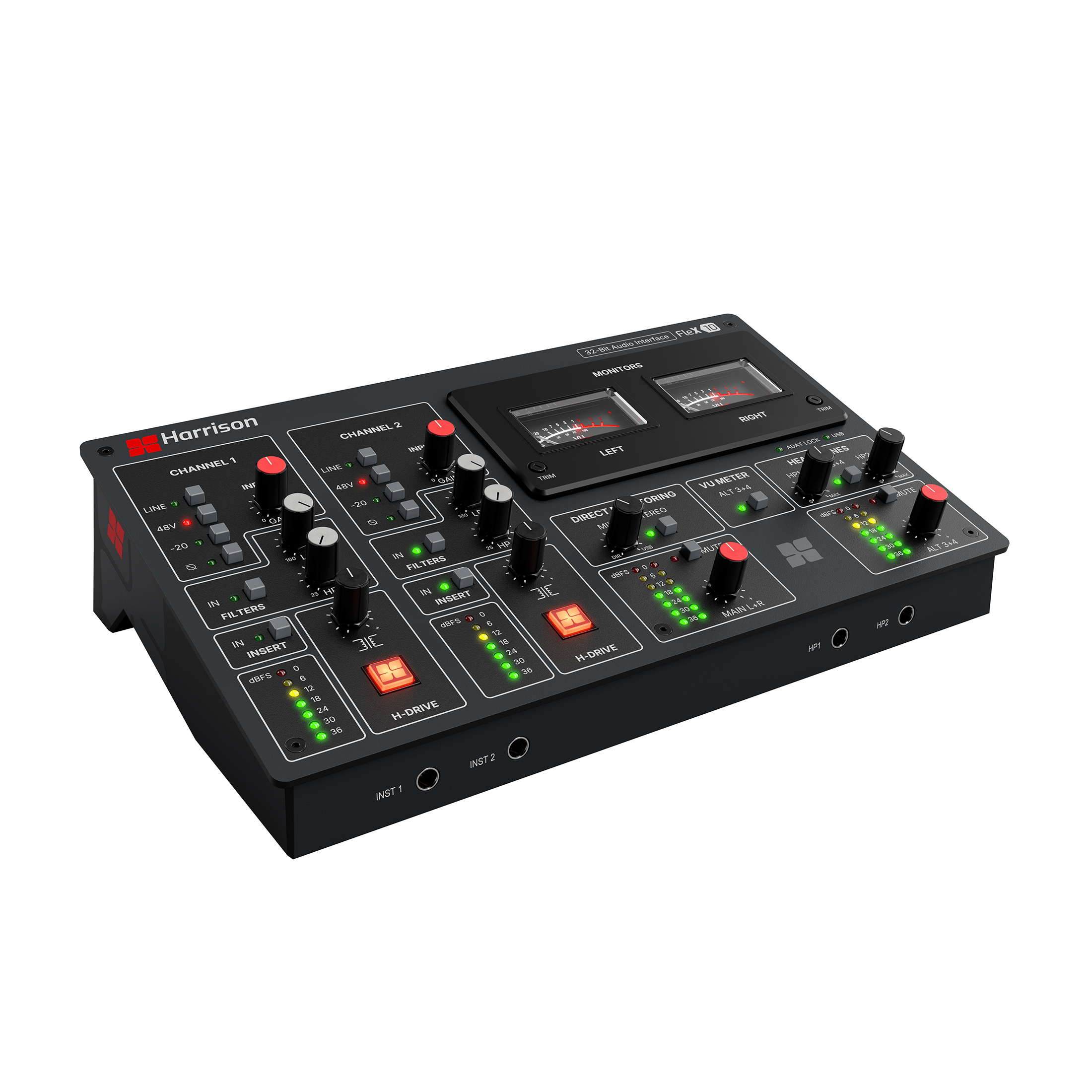 Harrison Audio Flex 10 - panel frontal y controles