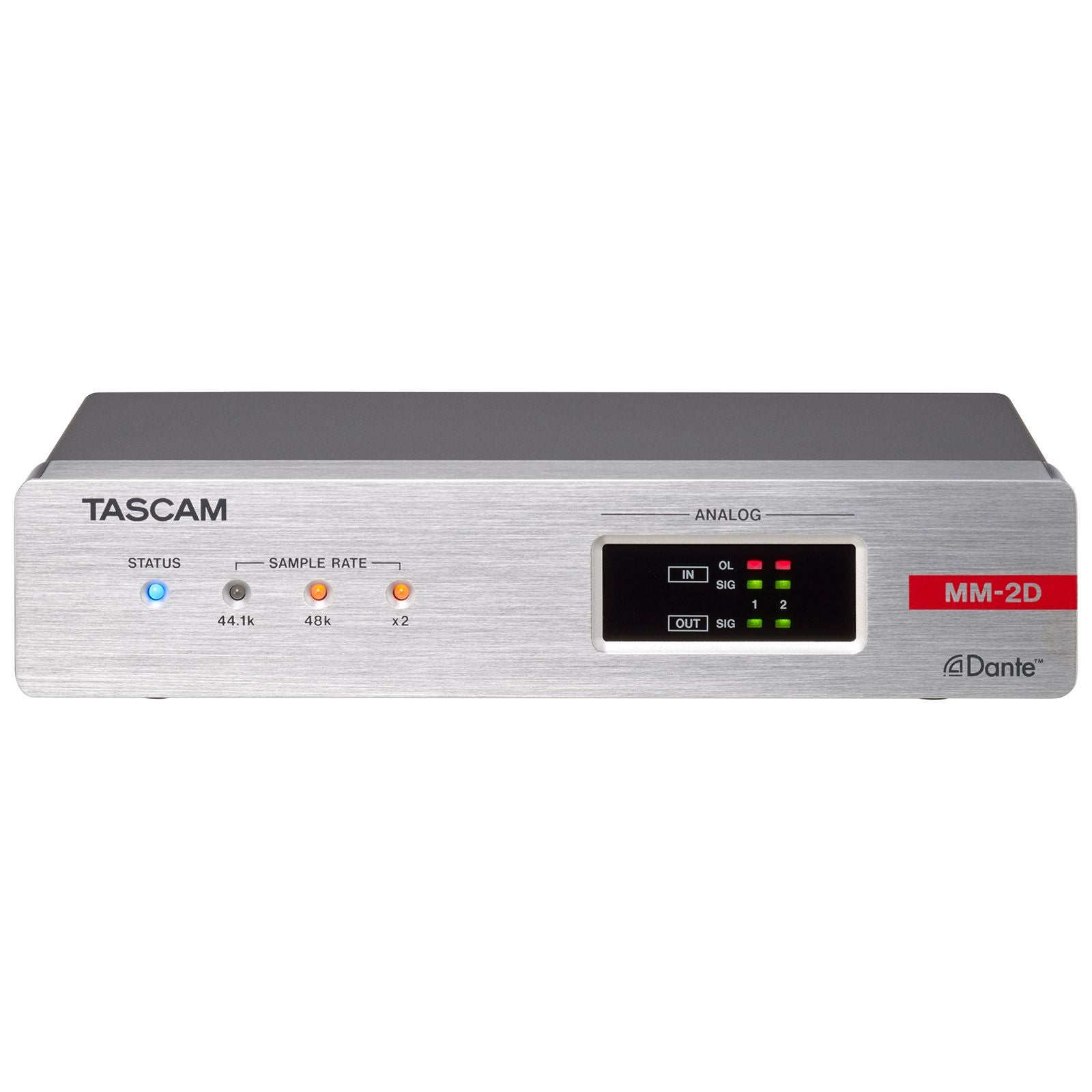 Tascam MM-2D-E - Convertidor Dante de I/O de mic/línea 2 canales con mezclador DSP