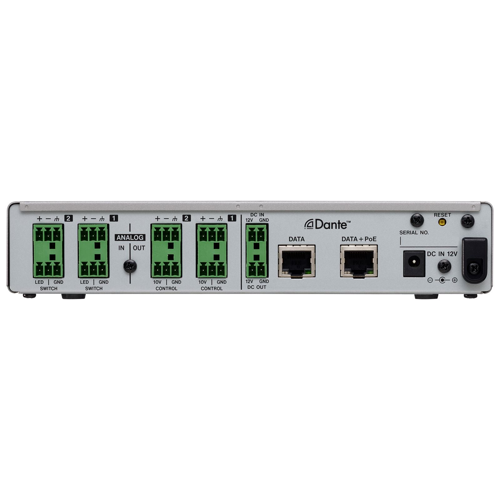 Tascam MM-2D-E - Convertidor Dante de I/O de mic/línea 2 canales con mezclador DSP