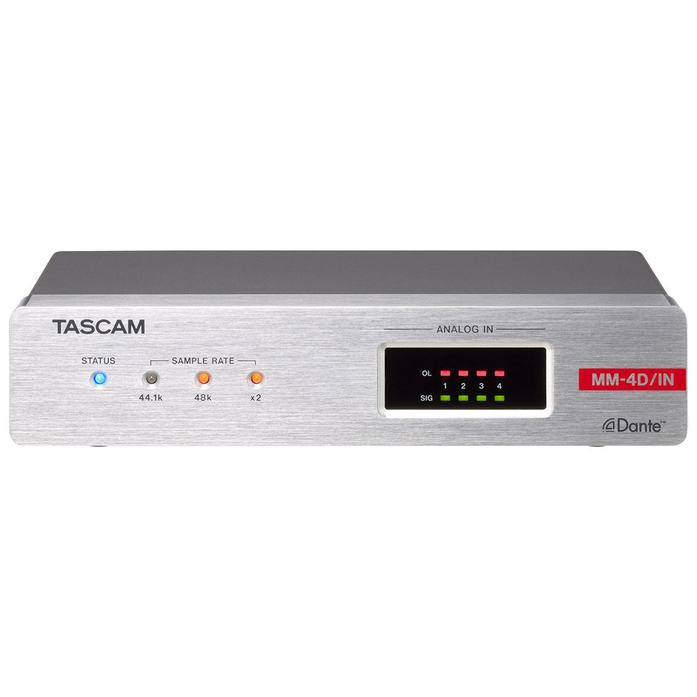 Tascam MM-4D/IN-E - Convertidor Dante de entrada de mic/línea de 4 canales con mezclador DSP