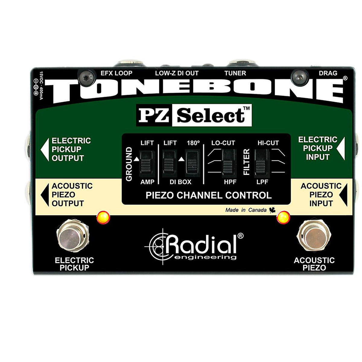 Radial Tonebone PZ Select - Selector para pastillas piezo y magnéticas