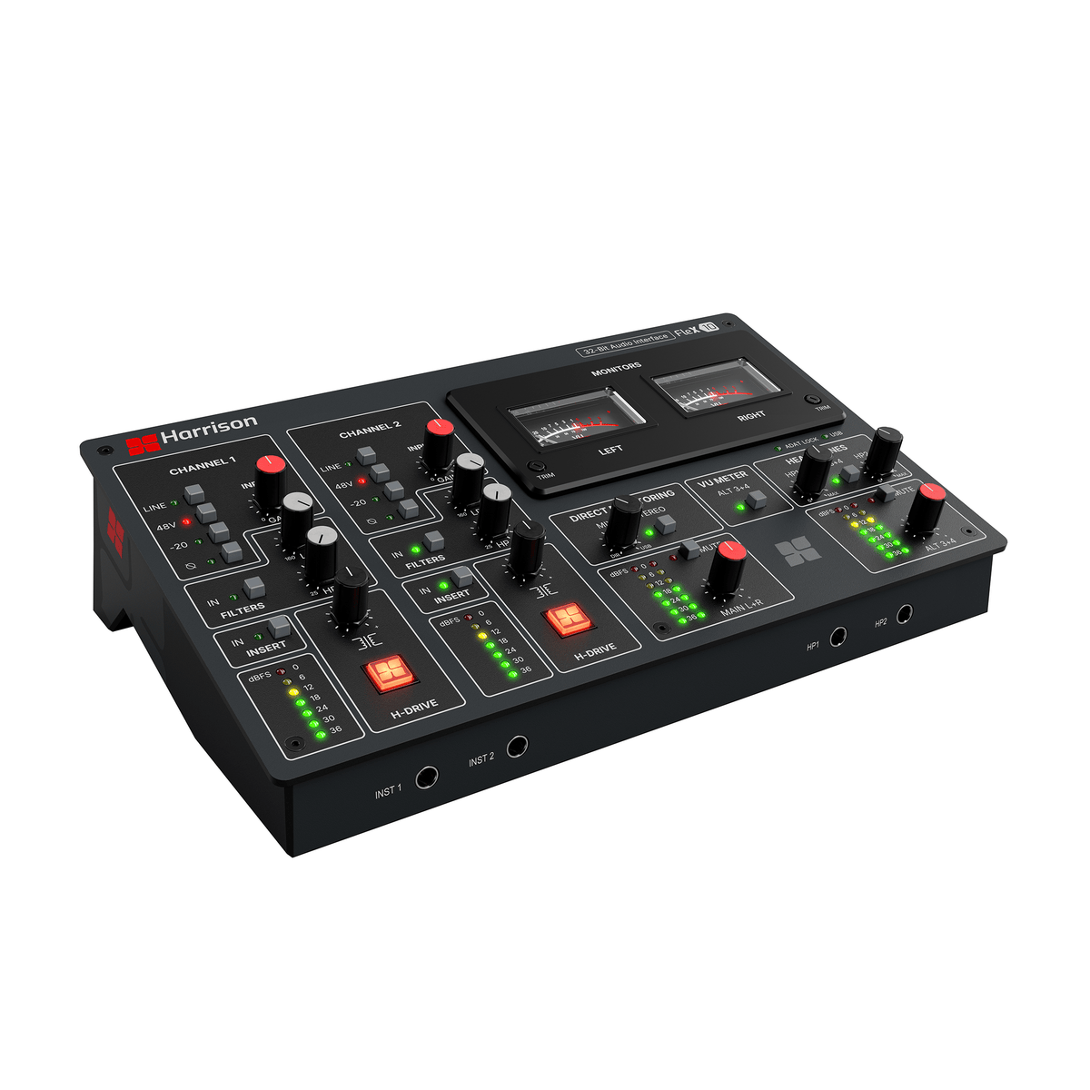 Harrison Audio Flex 10 - panel frontal y controles