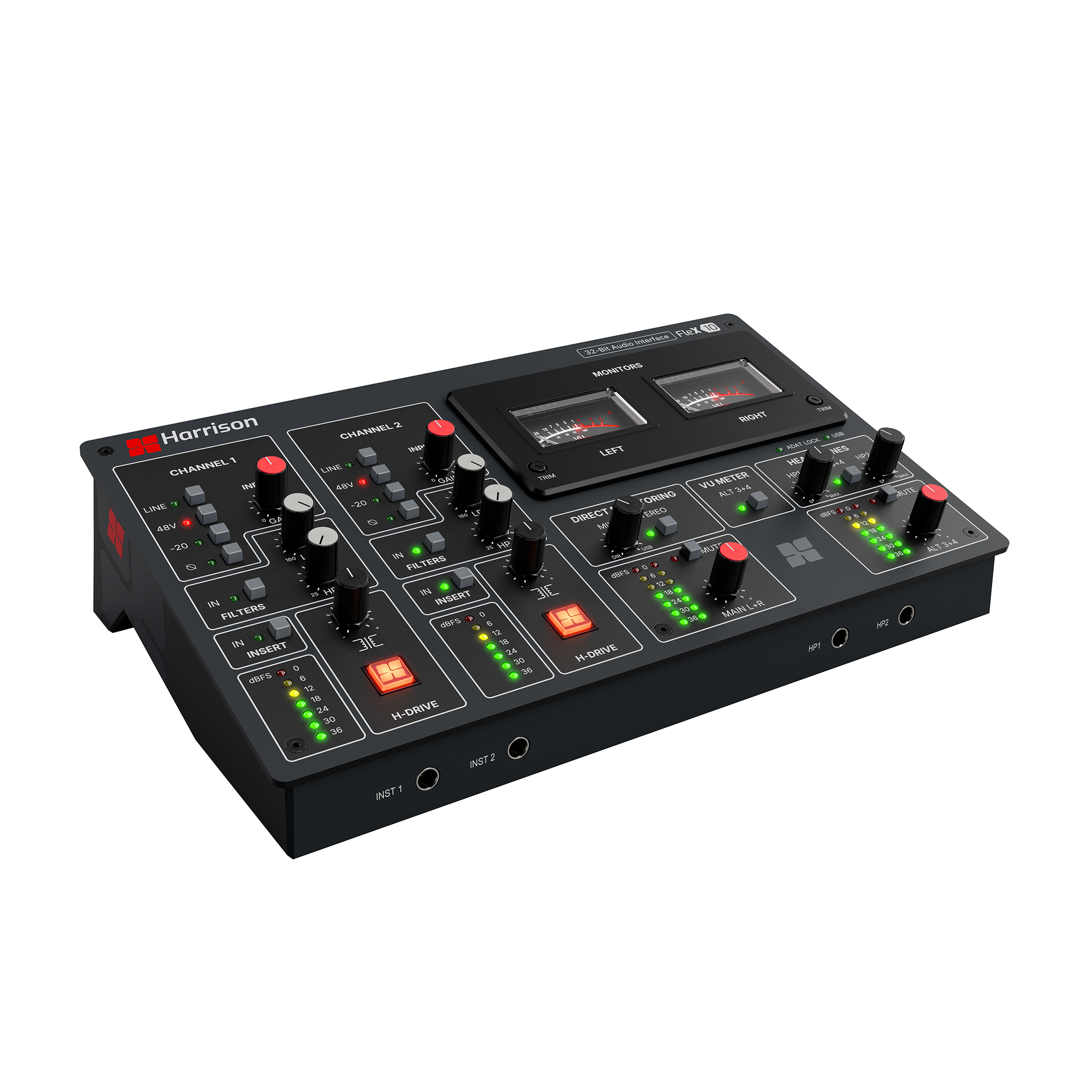 Harrison Audio Flex 10 - panel frontal y controles