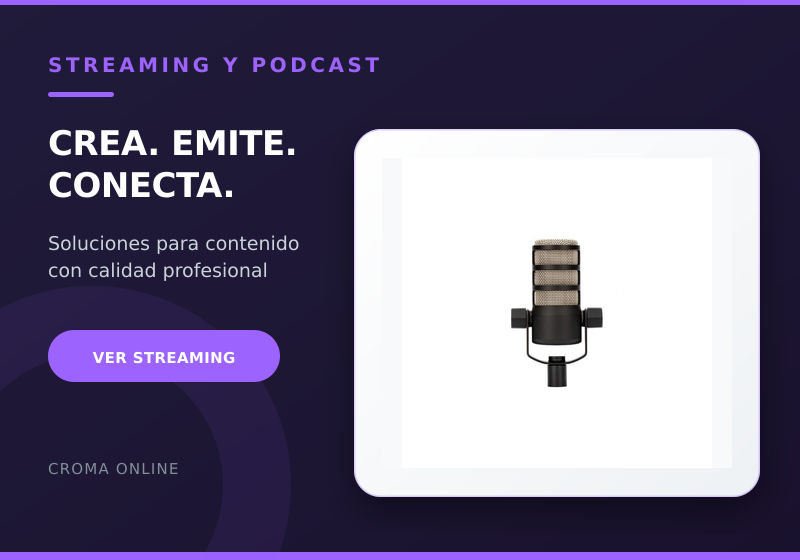 Equipos para streaming y podcast con Rode PodMic en Croma Online
