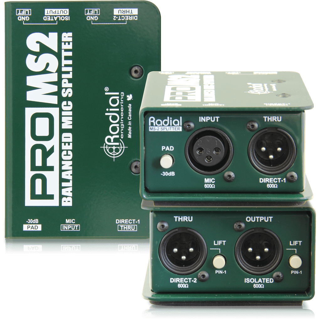 Radial Pro MS2 - Divisor de micrófono pasivo de 2 vías