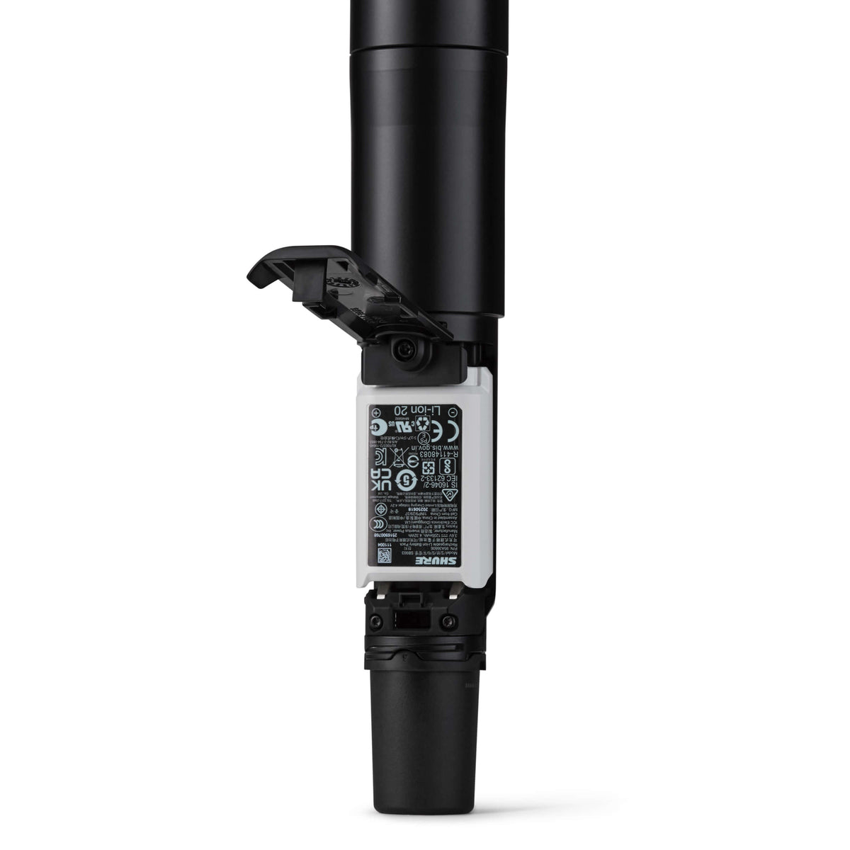 Shure SLXD2+ detalle del compartimento de batería
