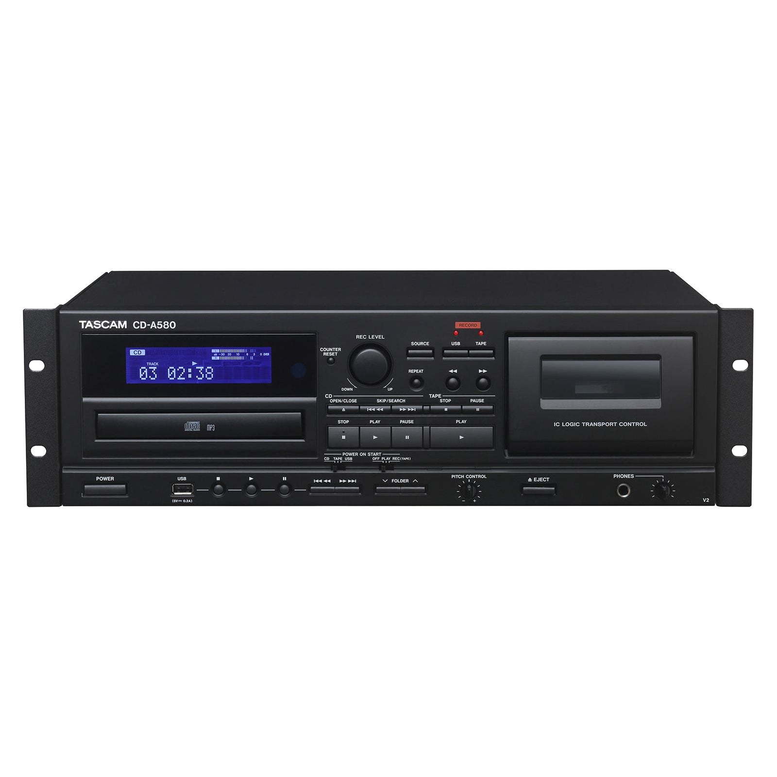 Tascam CD-A580 Reproductor de Casete/CD y reproductor/grabador USB