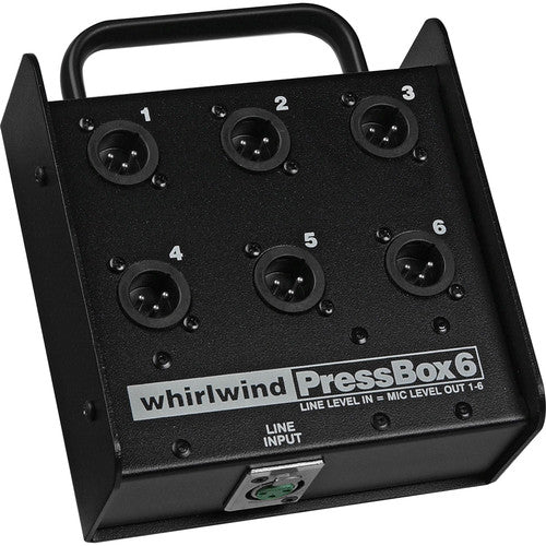 Whirlwind PB06 - Caja de prensa, 1 entrada de linea, 6 salidas nivel de micrófono - https://www.cromaonline.cl/